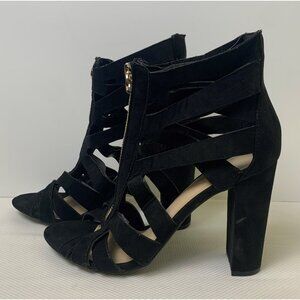 Charlotte Russe Black Strappy Open-Toe High Heel Sandals Bootie Zipper Size 8